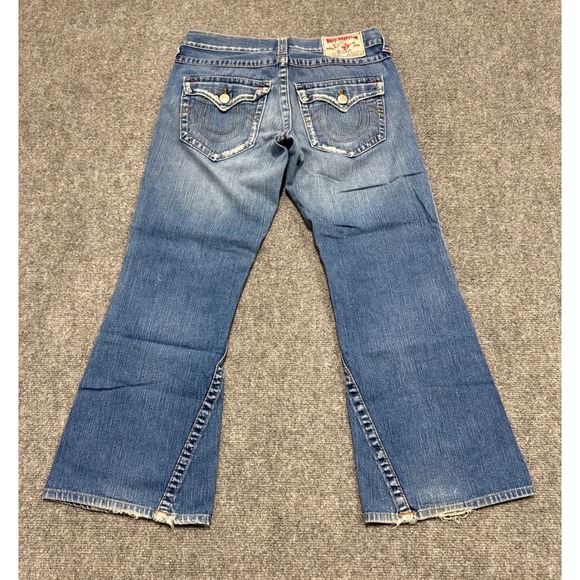 VTG True Religion Jeans Women's 32x30 joey High Rise Flare Light Wash Distressed - Picture 1 of 16